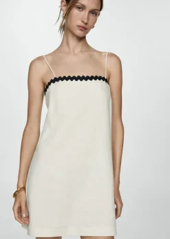 MANGO Sukienki I Kombinezony*Sukienka z lnu z kontrastowymi detalami