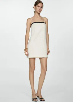 MANGO Sukienki I Kombinezony*Sukienka z lnu z kontrastowymi detalami