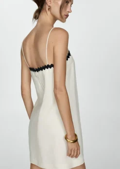 MANGO Sukienki I Kombinezony*Sukienka z lnu z kontrastowymi detalami