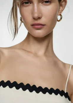 MANGO Sukienki I Kombinezony*Sukienka z lnu z kontrastowymi detalami