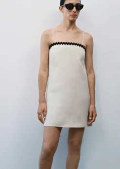 MANGO Sukienki I Kombinezony*Sukienka z lnu z kontrastowymi detalami