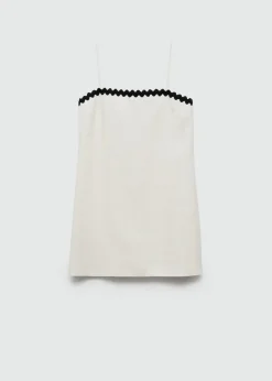 MANGO Sukienki I Kombinezony*Sukienka z lnu z kontrastowymi detalami