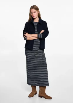 MANGO Sukienki I Kombinezony*Sukienka z lureksu w paski z rozcięciem