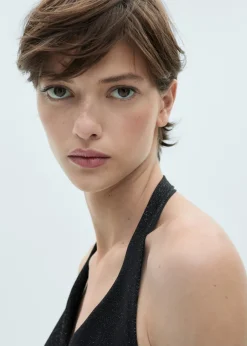 MANGO Sukienki I Kombinezony*Sukienka z lureksu z drapowanym dekoltem