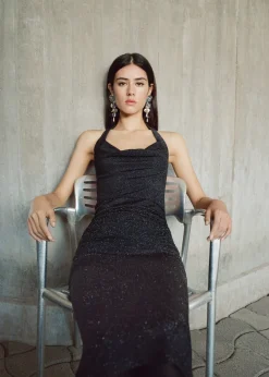 MANGO Sukienki I Kombinezony*Sukienka z lureksu z drapowanym dekoltem