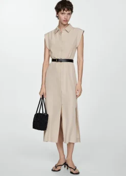 MANGO Sukienki I Kombinezony*Sukienka z lyocellu z paskiem