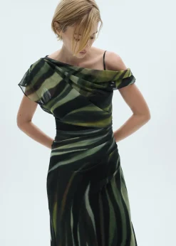 MANGO Sukienki I Kombinezony*Sukienka z nadrukiem i drapowanymi detalami