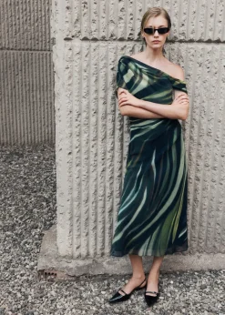 MANGO Sukienki I Kombinezony*Sukienka z nadrukiem i drapowanymi detalami