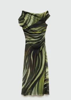 MANGO Sukienki I Kombinezony*Sukienka z nadrukiem i drapowanymi detalami