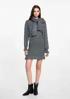 MANGO Sukienki I Kombinezony*Sukienka z nadrukiem i marszczonymi detalami