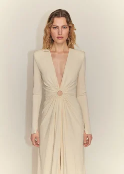 MANGO Sukienki I Kombinezony*Sukienka z okrągłym wycięciem i marszczeniem