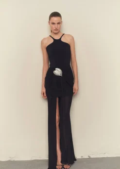 MANGO Sukienki I Kombinezony*Sukienka z półprzezroczystą spódnicą i broszką