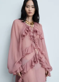 MANGO Sukienki I Kombinezony*Sukienka z półprzezroczystego szyfonu z falbankami