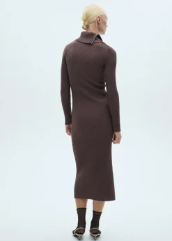 MANGO Sukienki I Kombinezony*Sukienka z prążkowanej dzianiny z wykładanym kołnierzem