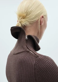 MANGO Sukienki I Kombinezony*Sukienka z prążkowanej dzianiny z wykładanym kołnierzem