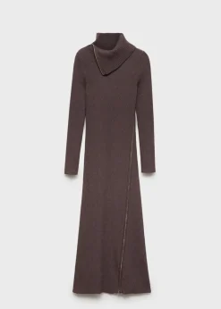 MANGO Sukienki I Kombinezony*Sukienka z prążkowanej dzianiny z wykładanym kołnierzem