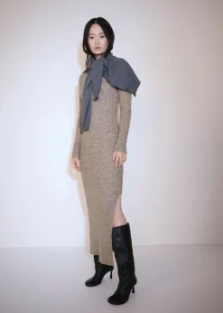 MANGO Sukienki I Kombinezony*Sukienka z prążkowanej dzianiny z rozcięciem