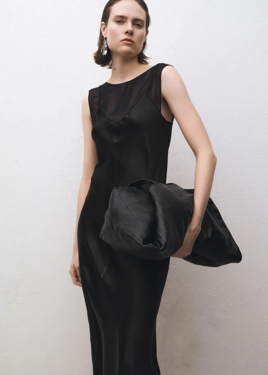 MANGO Sukienki I Kombinezony*Sukienka z satyny i tkaniny