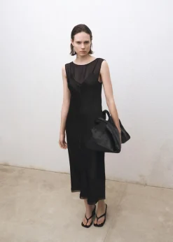 MANGO Sukienki I Kombinezony*Sukienka z satyny i tkaniny