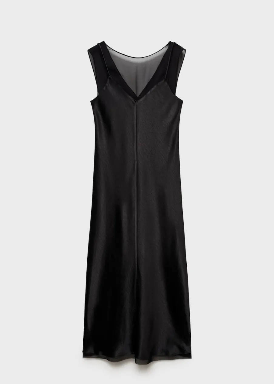 MANGO Sukienki I Kombinezony*Sukienka z satyny i tkaniny