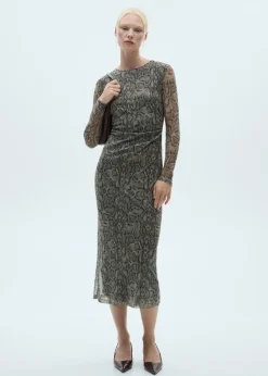 MANGO Sukienki I Kombinezony*Sukienka z siateczkowej tkaniny ze zwierzęcym wzorem