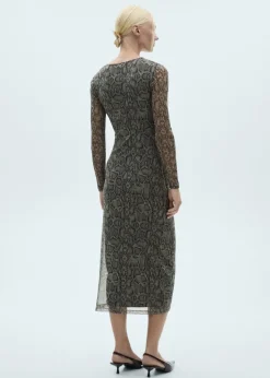 MANGO Sukienki I Kombinezony*Sukienka z siateczkowej tkaniny ze zwierzęcym wzorem