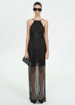 MANGO Sukienki I Kombinezony*Sukienka z siateczkowej tkaniny ze strasem