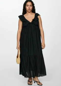 MANGO Sukienki I Kombinezony*Sukienka z teksturą i falbankami