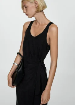 MANGO Sukienki I Kombinezony*Sukienka z tkaniny cupro z węzłem z boku