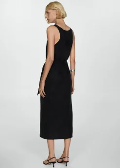 MANGO Sukienki I Kombinezony*Sukienka z tkaniny cupro z węzłem z boku