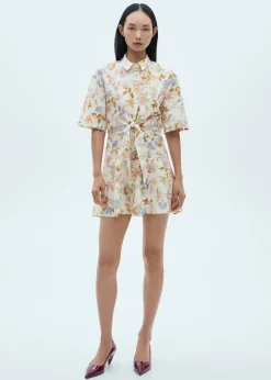 MANGO Sukienki I Kombinezony*Sukienka z węzłem i nadrukiem w kwiaty