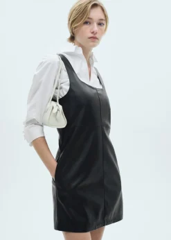 MANGO Sukienki I Kombinezony*Sukienka ze sztucznej skóry na szelkach