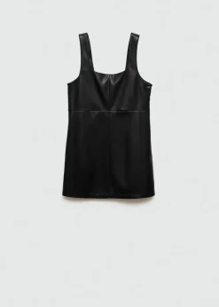 MANGO Sukienki I Kombinezony*Sukienka ze sztucznej skóry na szelkach