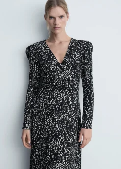 MANGO Sukienki I Kombinezony*Sukienka ze wzorem i bufiastymi rękawami