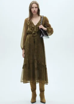 MANGO Sukienki I Kombinezony*Sukienka ze wzorem paisley i falbanką