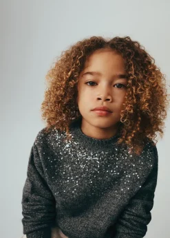 Dzieci MANGO Swetry I Kardigany*Sweter dzianinowy z cekinami