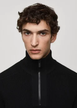 MANGO Kardigany I Swetry*Sweter na suwak z oddychającej mieszanki wełnianej Coolmax®