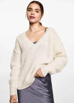 MANGO Swetry I Kardigany*Sweter oversize z dekoltem w serek