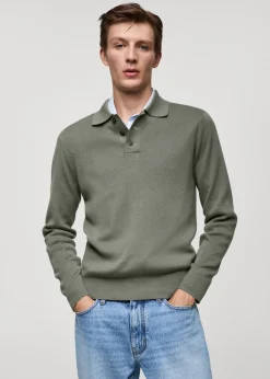 MANGO Kardigany I Swetry|Koszulki Polo*Sweter polo z cienkiej dzianiny bawełnianej