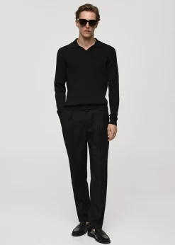 MANGO Kardigany I Swetry|Koszulki Polo*Sweter polo z cienkiej prążkowanej dzianiny