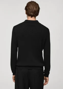 MANGO Kardigany I Swetry|Koszulki Polo*Sweter polo z cienkiej prążkowanej dzianiny
