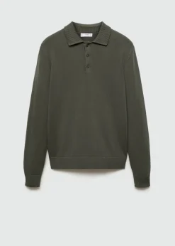 MANGO Kardigany I Swetry|Koszulki Polo*Sweter polo z dzianiny bawełnianej z długim rękawem