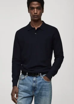 MANGO Kardigany I Swetry|Koszulki Polo*Sweter polo z dzianiny bawełnianej z drobną teksturą
