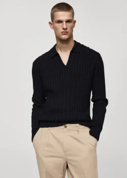 MANGO Kardigany I Swetry|Koszulki Polo*Sweter polo z dzianiny średniej grubości z warkoczami