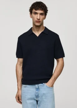MANGO Koszulki Polo*Sweter polo z dzianiny ze splotem