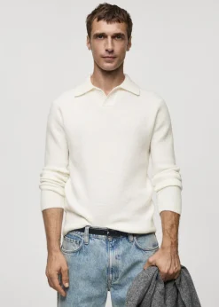 MANGO Kardigany I Swetry|Koszulki Polo*Sweter polo z dzianiny ze strukturą cuadrillé