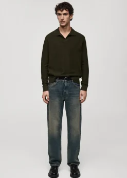 MANGO Kardigany I Swetry|Koszulki Polo*Sweter polo z mieszanki bawełny z teksturą