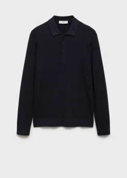 MANGO Kardigany I Swetry|Koszulki Polo*Sweter polo z prążkowanej dzianiny z mieszanki bawełny