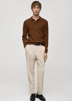 MANGO Kardigany I Swetry|Koszulki Polo*Sweter polo z prążkowanej dzianiny z mieszanki bawełny
