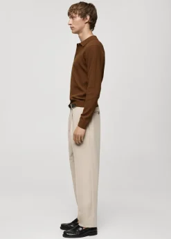 MANGO Kardigany I Swetry|Koszulki Polo*Sweter polo z prążkowanej dzianiny z mieszanki bawełny